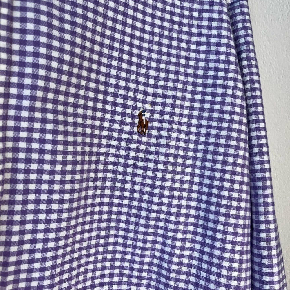 Polo Ralph Lauren Mens 2x Tall Button Down Purple Gingham Cotton Shirt - Picture 4 of 7
